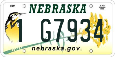 NE license plate 1G7934