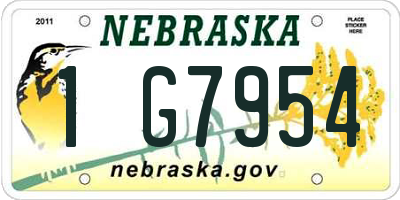 NE license plate 1G7954