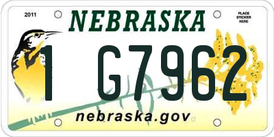 NE license plate 1G7962