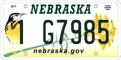 NE license plate 1G7985