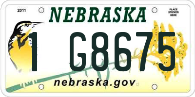 NE license plate 1G8675