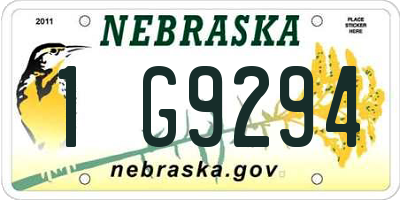NE license plate 1G9294