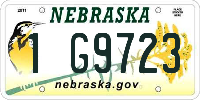 NE license plate 1G9723