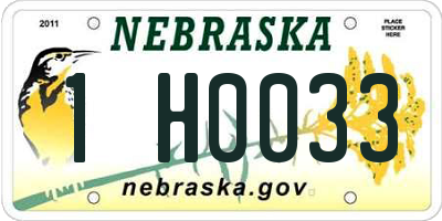 NE license plate 1H0033
