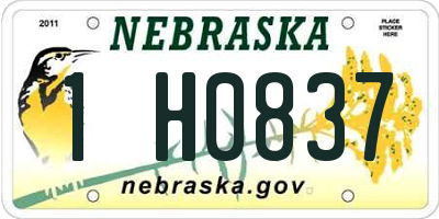 NE license plate 1H0837