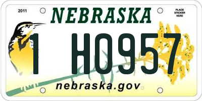 NE license plate 1H0957