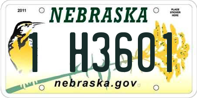 NE license plate 1H3601