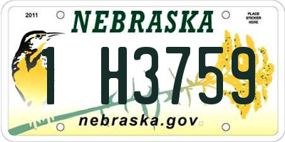 NE license plate 1H3759