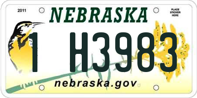 NE license plate 1H3983