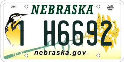 NE license plate 1H6692