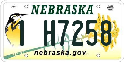 NE license plate 1H7258