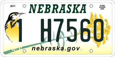 NE license plate 1H7560