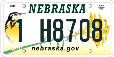 NE license plate 1H8708