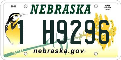 NE license plate 1H9296