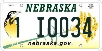 NE license plate 1I0034
