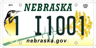 NE license plate 1I1001