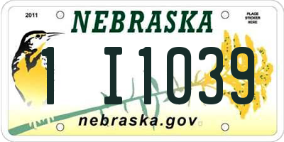 NE license plate 1I1039