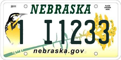 NE license plate 1I1233