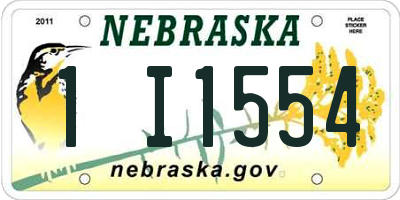 NE license plate 1I1554