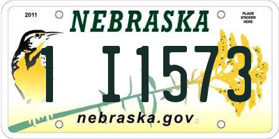 NE license plate 1I1573