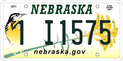 NE license plate 1I1575