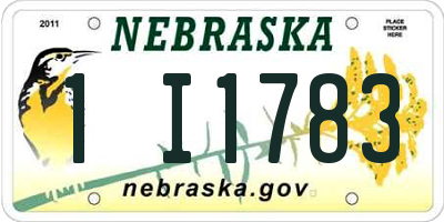 NE license plate 1I1783