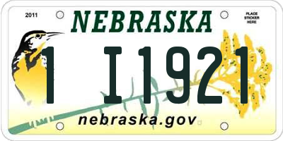NE license plate 1I1921