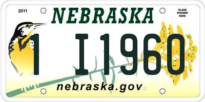 NE license plate 1I1960