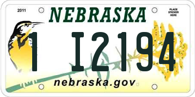 NE license plate 1I2194