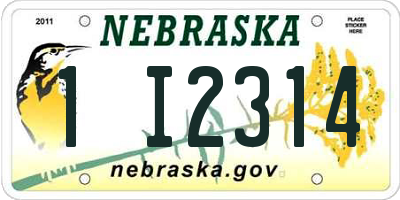 NE license plate 1I2314