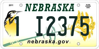 NE license plate 1I2375