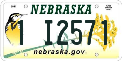 NE license plate 1I2571