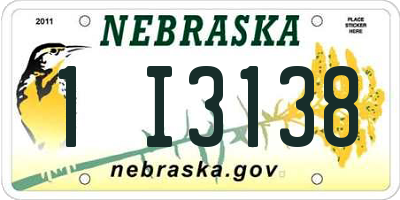 NE license plate 1I3138