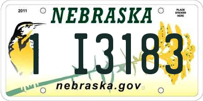 NE license plate 1I3183