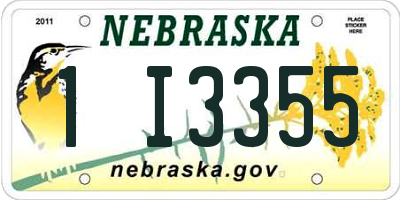 NE license plate 1I3355