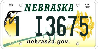 NE license plate 1I3675