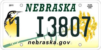 NE license plate 1I3807