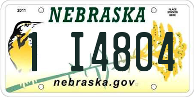 NE license plate 1I4804