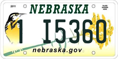 NE license plate 1I5360