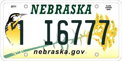 NE license plate 1I6777