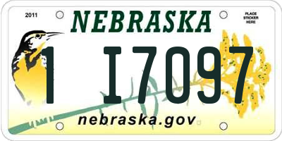 NE license plate 1I7097