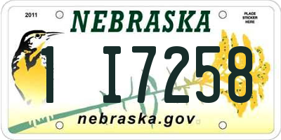 NE license plate 1I7258