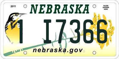NE license plate 1I7366