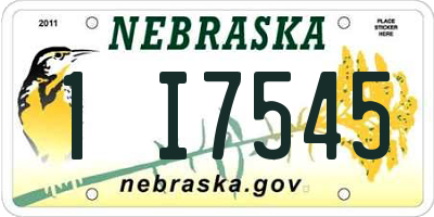NE license plate 1I7545