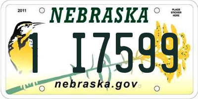 NE license plate 1I7599