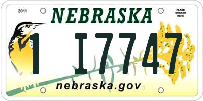 NE license plate 1I7747