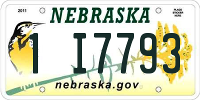 NE license plate 1I7793