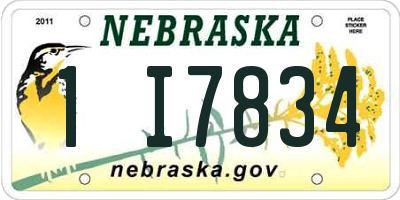 NE license plate 1I7834