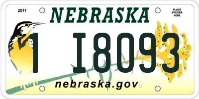 NE license plate 1I8093