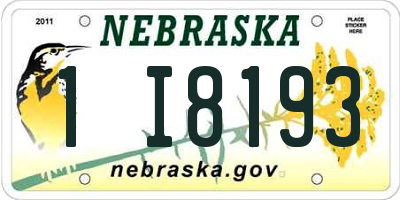 NE license plate 1I8193